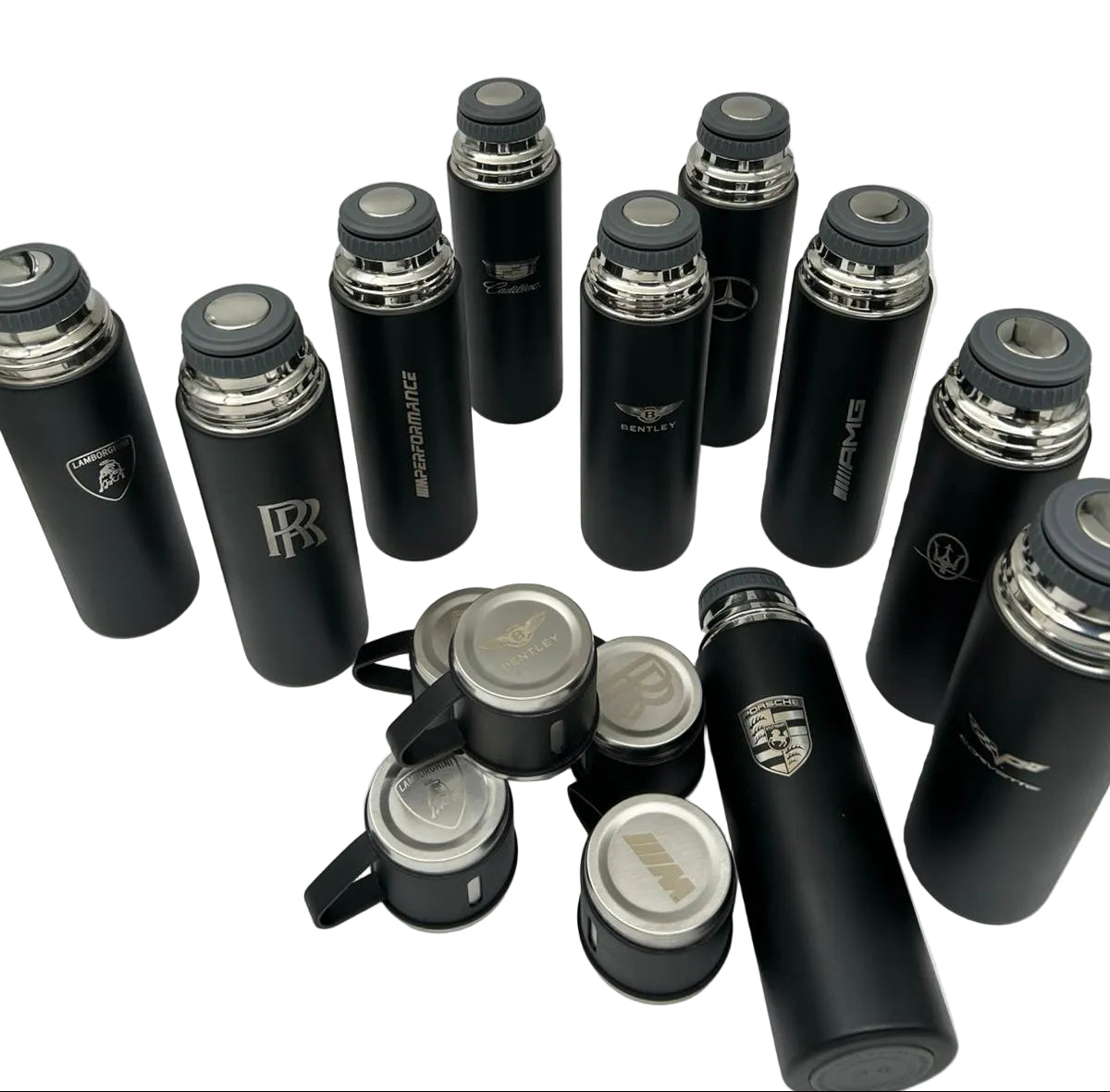 Corvette Laser Logo Thermos Set 500 ml – Insulated Flask with 3 Cups