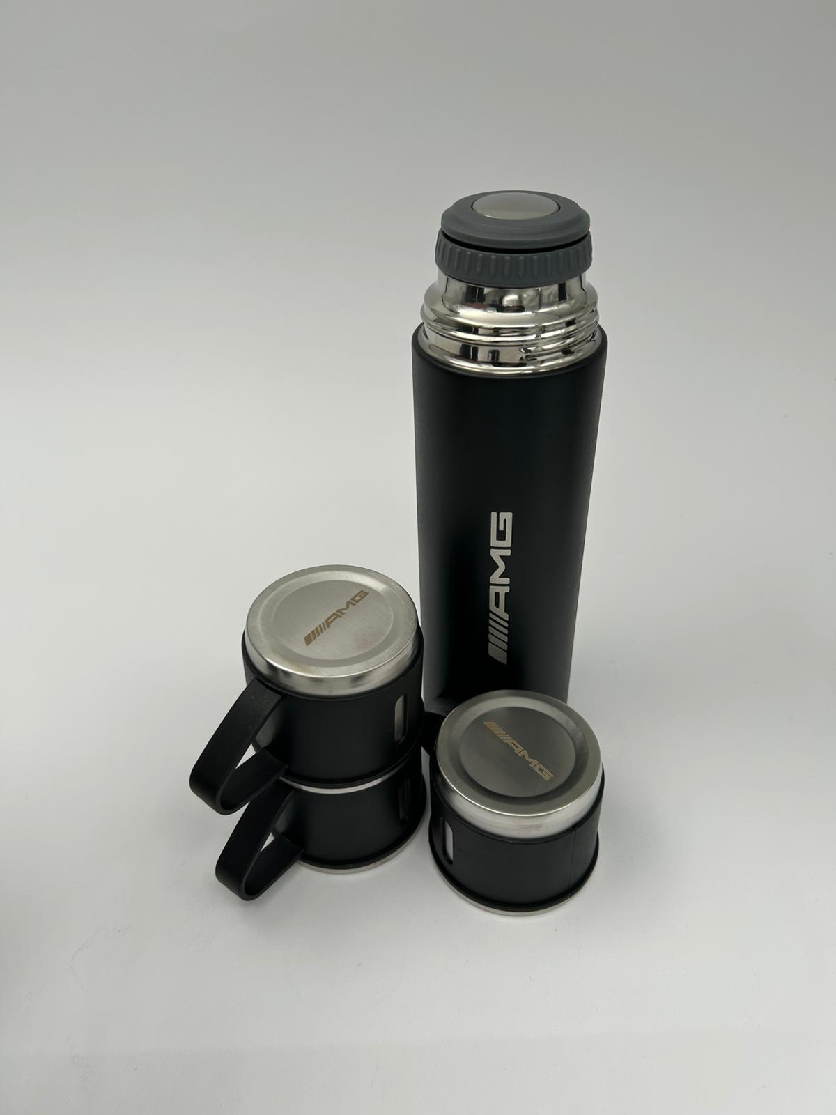 AMG Laser Logo Thermos Set 500 ml – Insulated Flask with 3 Cups