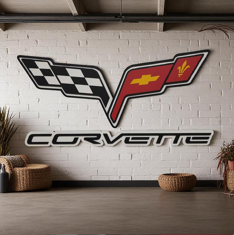 Corvette Wall Sign for Garage – Premium Wall Decor for Car Enthusiasts