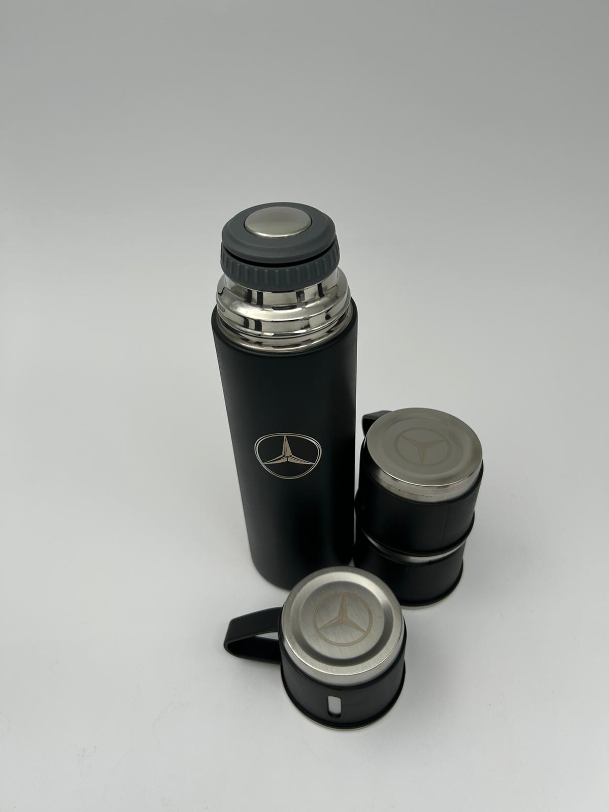 Mercedes Laser Logo Thermos Set 500 ml – Insulated Flask with 3 Cups