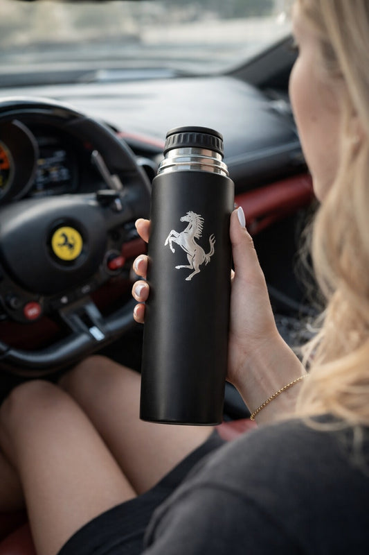 Ferrari Laser Logo Thermos Set 500 ml – Insulated Flask with 3 Cups