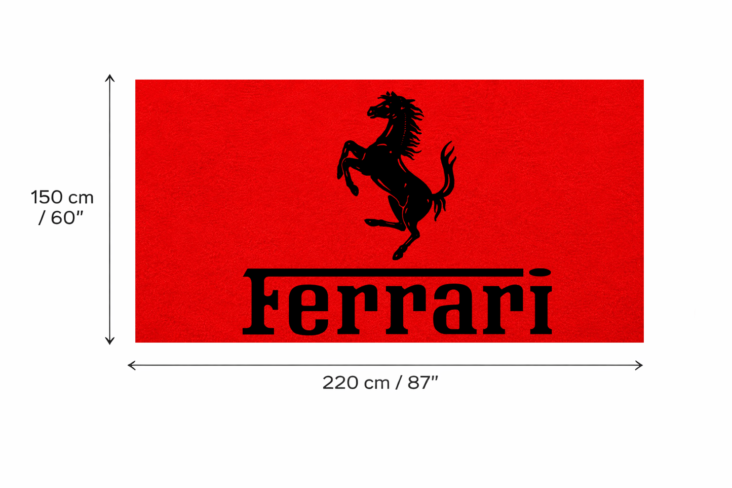 Ferrari Garage Floor Mat 5x7 FT (60x87 Inches) Premium Showroom Rug Wall Decor Red