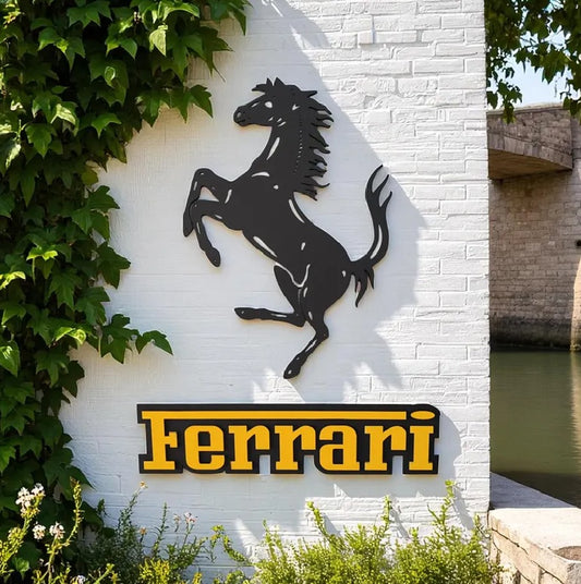 Handmade Ferrari Horse Logo Wood Wall Art: Garage Decor Wall Decor