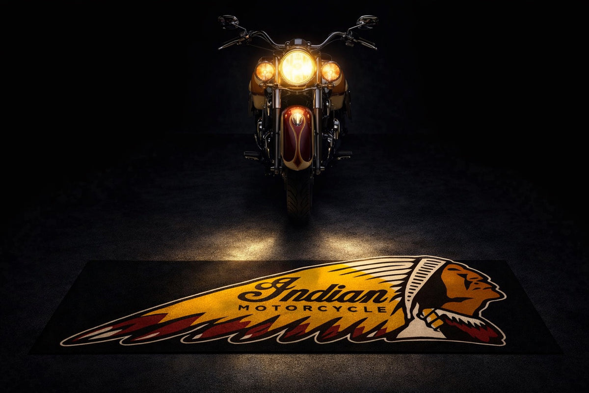 Custom Indian Motorcycle Rug Indian Motorcycle Garage Floor Mat 32x87 Inches Premium Showroom Rug ...