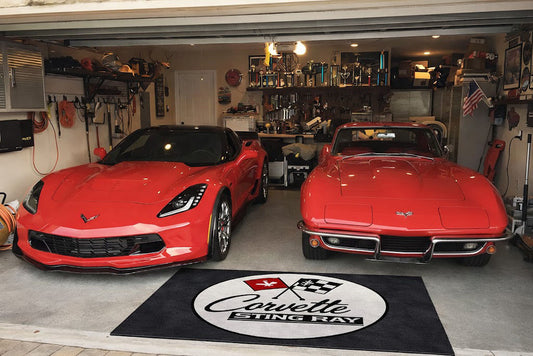 Corvette C2 Stingray Garage Floor Mat 5x7 FT (60x87 Inches) Premium Showroom Rug Wall Decor